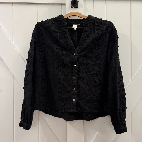 Anthropologie SEEN WORN KEPT Kathryn Floral-textured Button-up Blouse Top - Picture 3 of 8